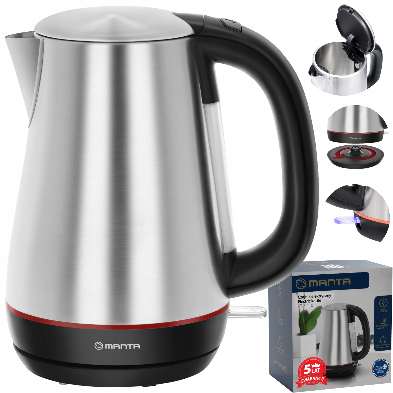 Rýchlovarná kanvica Manta Orisa 2200 W strieborná